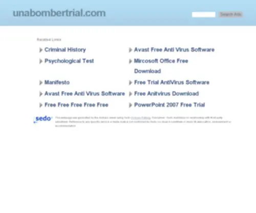 Unabombertrial.com(De beste bron van informatie over unabomber trial) Screenshot