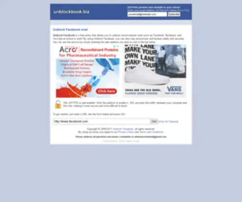 Unblockbook.biz(A Free Unblock Facebook Proxy) Screenshot