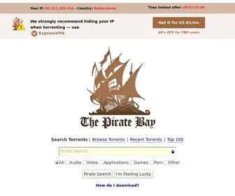 Unblockpiratebay.net(The Pirate Bay) Screenshot