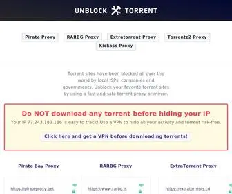 Unblocktorrent.com(Unblocked Torrent Sites and Torrent Proxy List) Screenshot