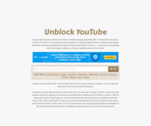 Unblockyoutube.co(Unblock YouTube with Ease) Screenshot