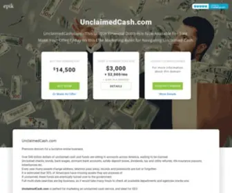 Unclaimedcash.com(Make your offer today for your future unclaimed cash marketing project. This domain) Screenshot