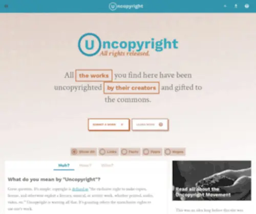 Uncopyright.org(All Rights Released) Screenshot