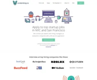 Underdog.io(Top startup jobs and candidates in NYC and San Francisco) Screenshot
