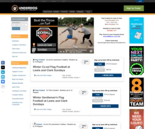 Underdogportland.com(Portland Sports Leagues) Screenshot