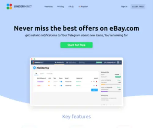 Undermrkt.com(Free eBay listing alert tool with messengers notifications) Screenshot