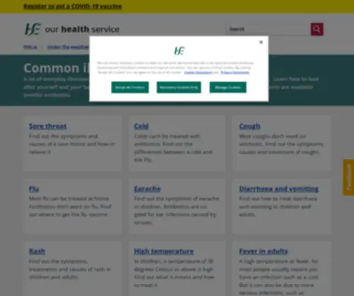 Undertheweather.ie(Common illnesses) Screenshot