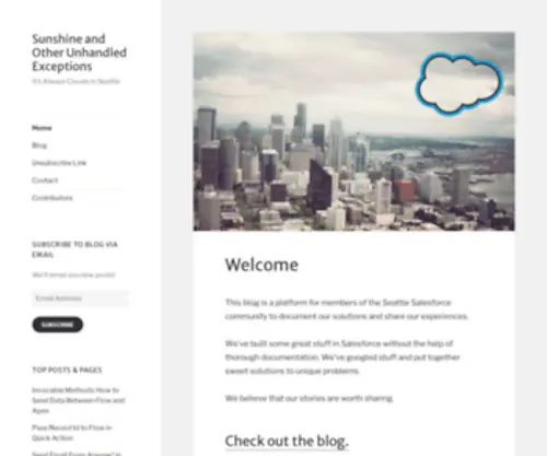 Unhandledsunshine.com(Sunshine and Other Unhandled Exceptions) Screenshot