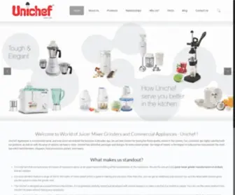 Unichefappliances.com(Commercial Juicer Mixer Grinder Manufacturers India) Screenshot