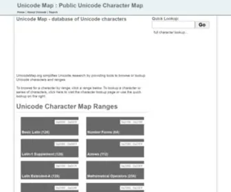 Unicodemap.org(Unicode) Screenshot