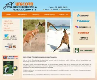 Unicornair.com.au(Unicorn Air Conditioning) Screenshot