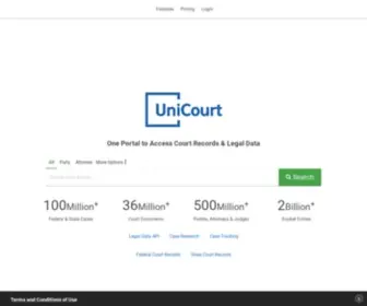 Unicourt.com(Your Single Source for Legal Data & Analytics) Screenshot