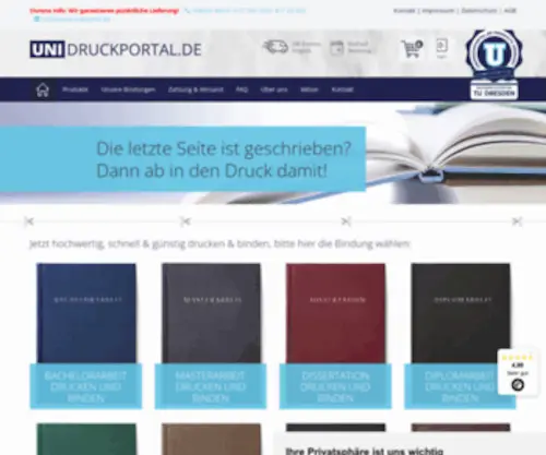 Unidruckportal.de(Diplomarbeiten, Bachelorabeiten, Masterarbeiten und Dissertationen drucken und binden lassen) Screenshot