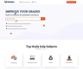 Unifolks.com(Get Instant Access to Millions of Homework Answers) Screenshot