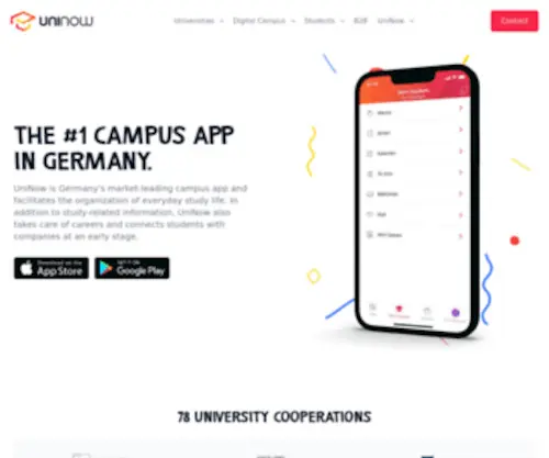Uninow.com(UniNow ist Deutschlands Marktführer im Bereich Campus) Screenshot