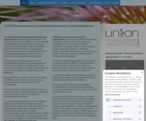 Unioncomed.ch(Union Schweizerischer komplementärmedizinischer Ärzteorganisationen) Screenshot