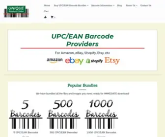 Uniqueproductcodes.com(Unique GS1 UPC/EAN Barcodes) Screenshot