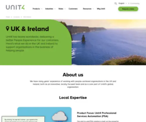 Unit4Software.ie(Unit4 Regional Office(s) and Contact Information) Screenshot