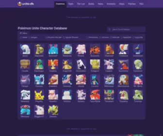 Unite-DB.com(Pokemon unite abilities) Screenshot