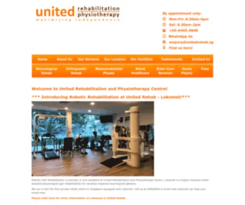 Unitedrehab.sg(United Rehabilitation and Physiotherapy Centre Singapore) Screenshot