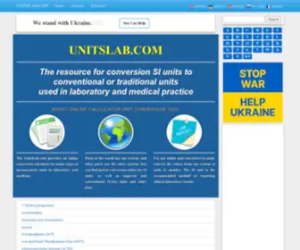 Unitslab.com(Online conversion calculator for many types of measurement units in laboratory and medicine practice) Screenshot