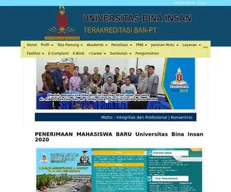 UnivBinainsan.ac.id(Universitas Bina Insan) Screenshot