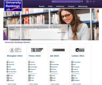 Universityrankings.ch(Results of University Rankings) Screenshot