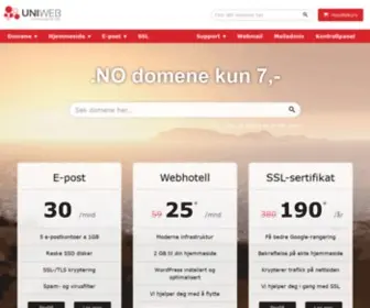 Uniweb.no(Domenenavn hos Uniweb) Screenshot