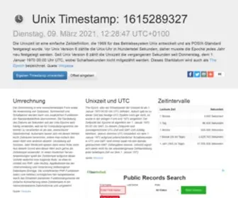 Unixtimestamp.de(Online Unix Timestamp Converter/Unixzeit Rechner) Screenshot