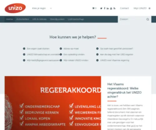 Unizo.com(De Unie van Zelfstandige Ondernemers) Screenshot