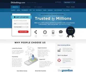 Unlocking.com(The World's Largest Unlock Code Supplier) Screenshot