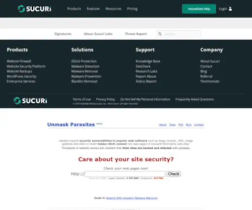 Unmaskparasites.com(Website Security Check) Screenshot