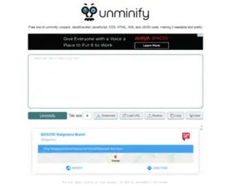 Unminify.com(Unminify JS) Screenshot