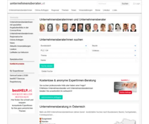 Unternehmensberater.at(Internet-Portal für UnternehmensberaterInnen und Unternehmensberatung) Screenshot