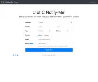 Uofcnotify.me(Enter a course from the University of Calgary and we'll send you an email when a spot) Screenshot