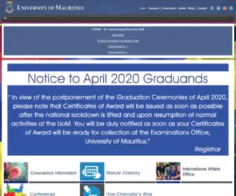 Uom.ac.mu(University of Mauritius) Screenshot