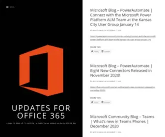 Updatesforoffice365.com(A way to keep up to date with everything going on with Microsoft 365) Screenshot