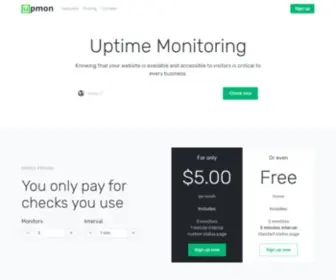 Upmon.com(Uptime Monitoring. Knowing that your website) Screenshot