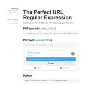 Urlregex.com(The Perfect URL Regular Expression) Screenshot