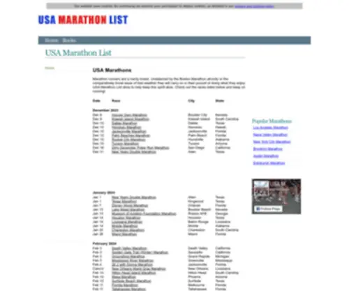 Usamarathonlist.com(Usamarathonlist) Screenshot