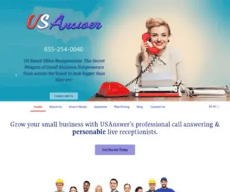 Usanswer.com(Virtual Answering Service Located in Maine) Screenshot