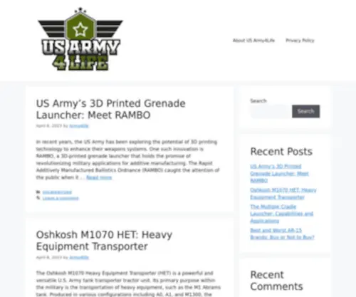 Usarmy4Life.com(US ARMY 4 LIFE) Screenshot