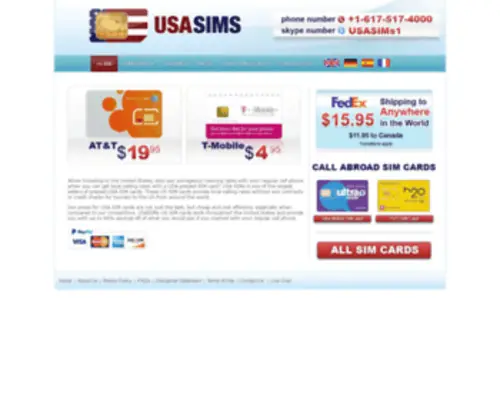 Usasims.com(USA SIM card) Screenshot