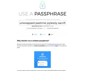 Useapassphrase.com(Use a Passphrase) Screenshot