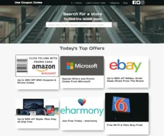 Usecouponcodes.com(Coupon Code and Promotional Code Discounts For Your Favorite Stores) Screenshot