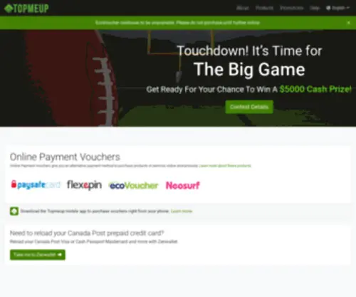 Usemycard.com(Purchase online payment vouchers topmeup.ca) Screenshot