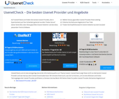 Usenetcheck.com(Die besten Usenet Provider und Angebote) Screenshot