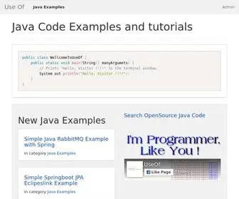 Useof.org(Java Code Examples and tutorials) Screenshot