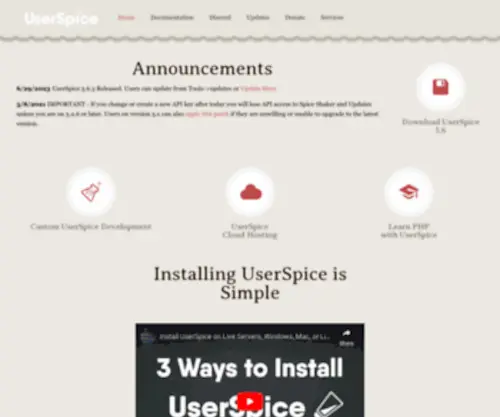Userspice.com(Open Source PHP Management Framework) Screenshot