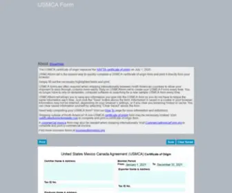 Usmcaform.net(USMCA Form) Screenshot